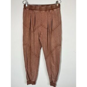 Easel Mineral Washed Lightweight Jogger Pants Distressed Rust Beachy Boho Size L